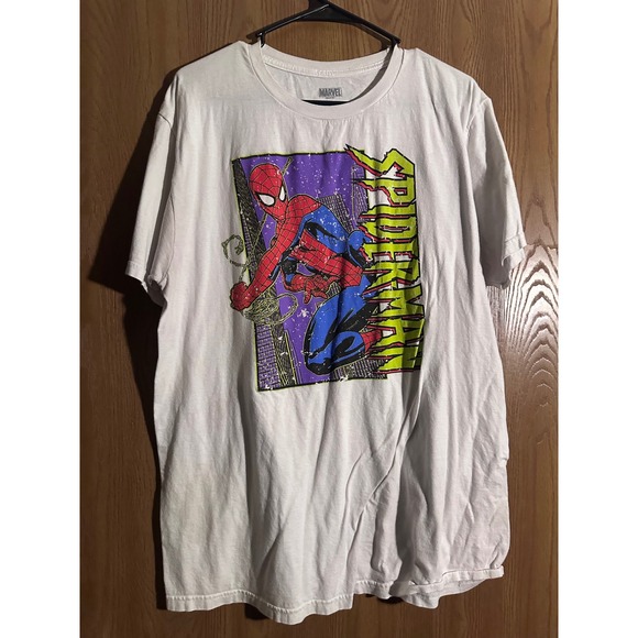 Marvel Spider-Man T-Shirt Mens Graphic White Comic Superhero - Picture 1 of 1